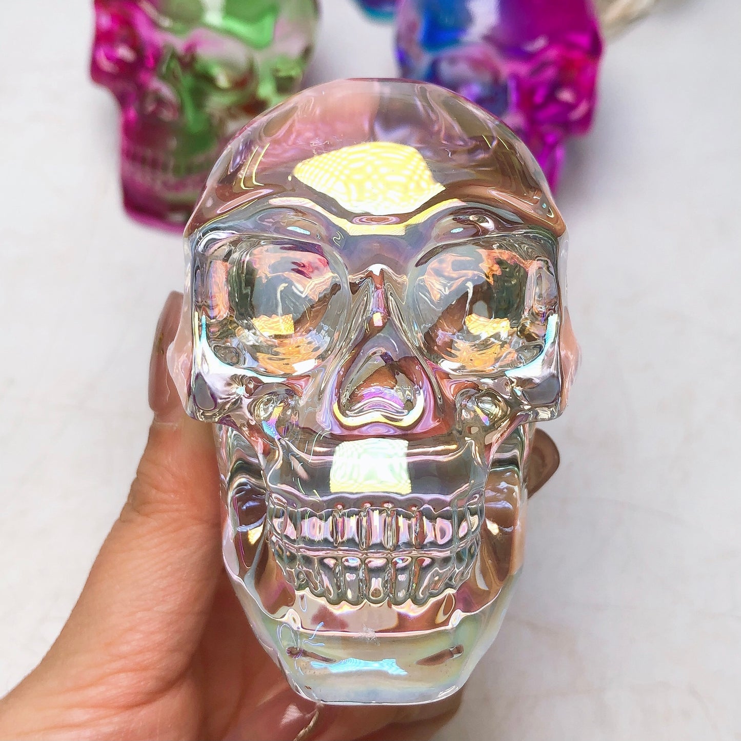 Aura glass skull/Ranbow skull Free shipping over $200