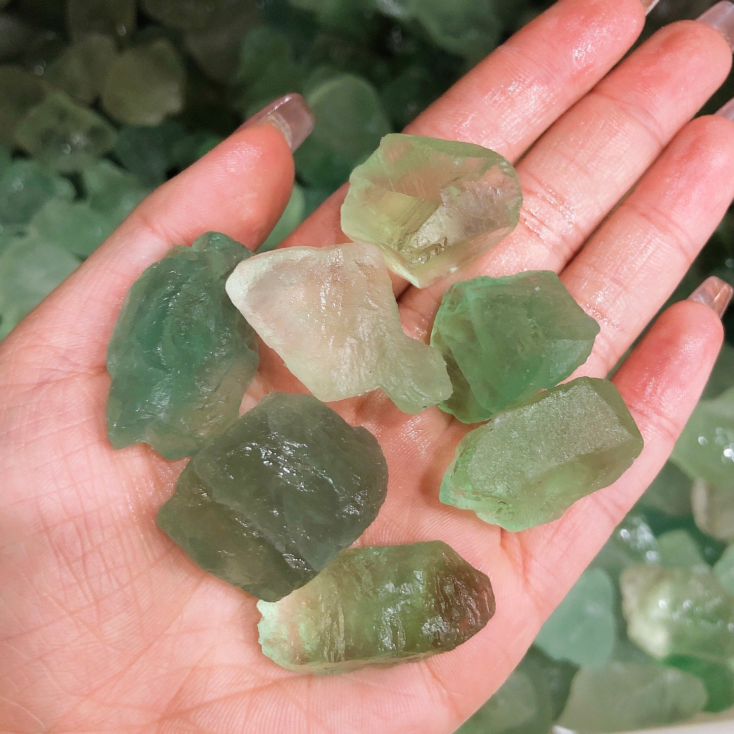 Green flourite rawstone specimen/Crystal healing/mineral