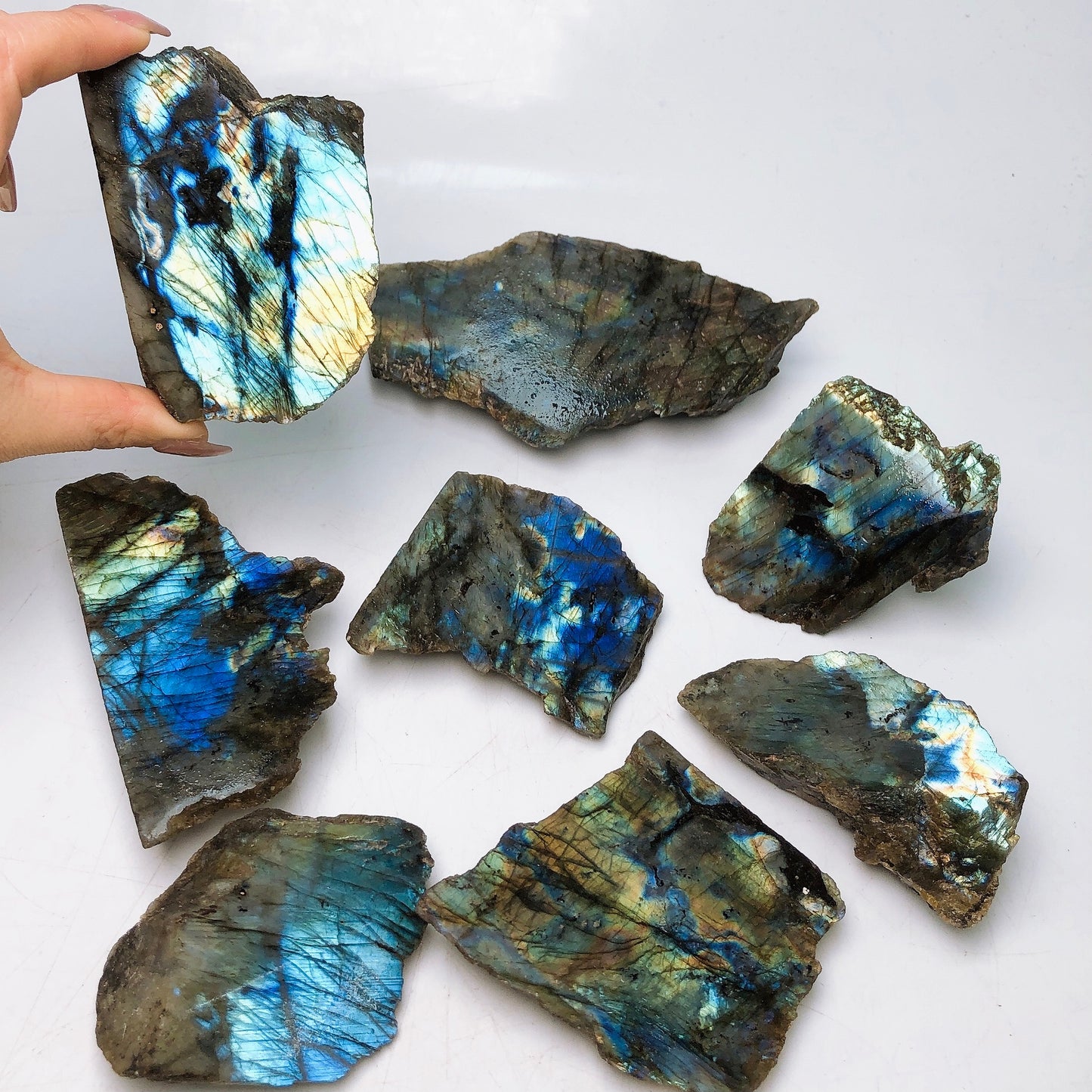 Labradorite slice specimen/Crystal healing/Blue flash mineral rawstone