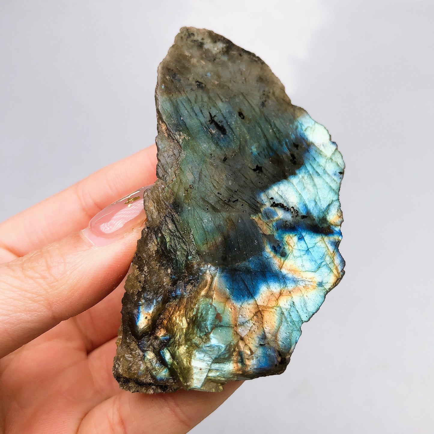 Labradorite slice specimen/Crystal healing/Blue flash mineral rawstone