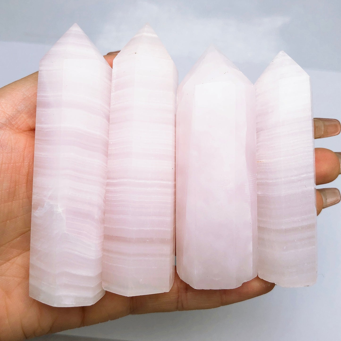 Pink calcite tower/Crystal healing/Energy tower