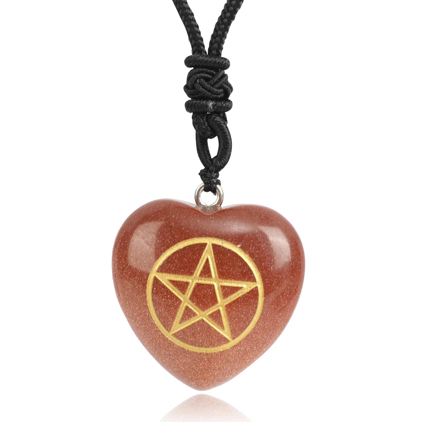 Pentagram heart pendant/Energy crystal