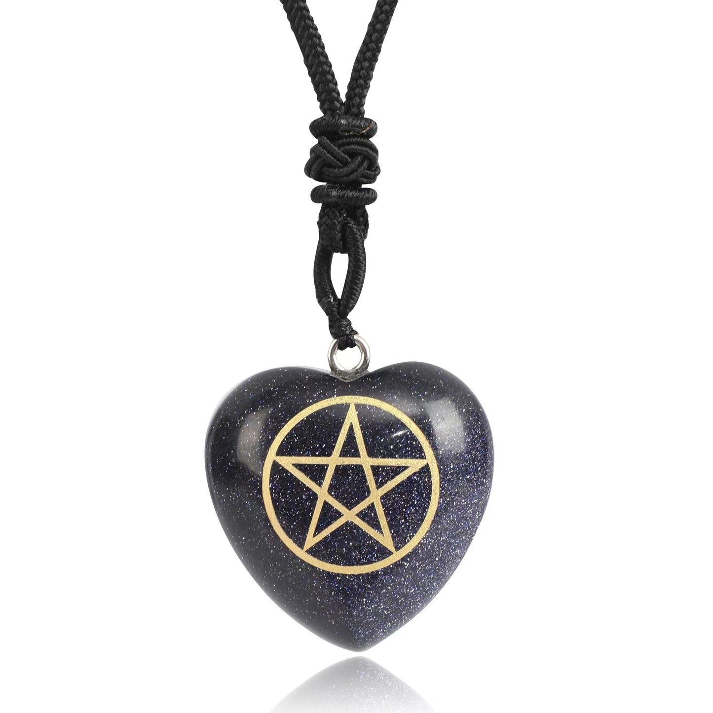 Pentagram heart pendant/Energy crystal