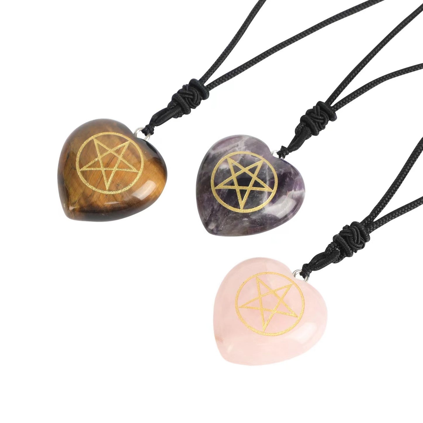 Pentagram heart pendant/Energy crystal