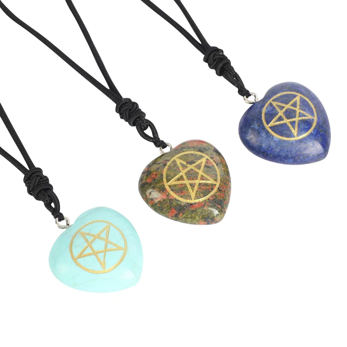 Pentagram heart pendant/Energy crystal