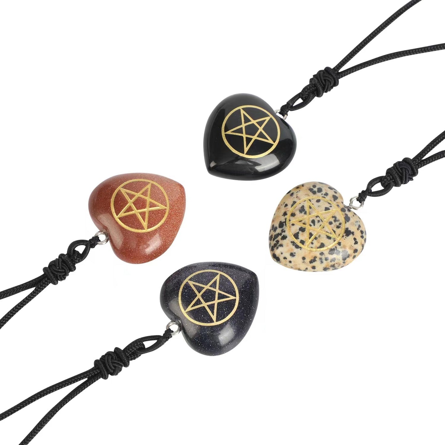 Pentagram heart pendant/Energy crystal