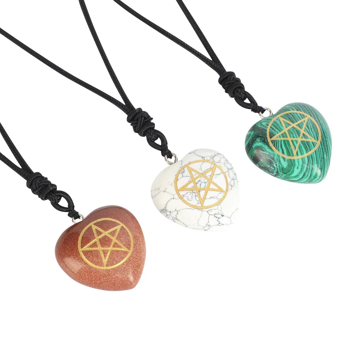 Pentagram heart pendant/Energy crystal