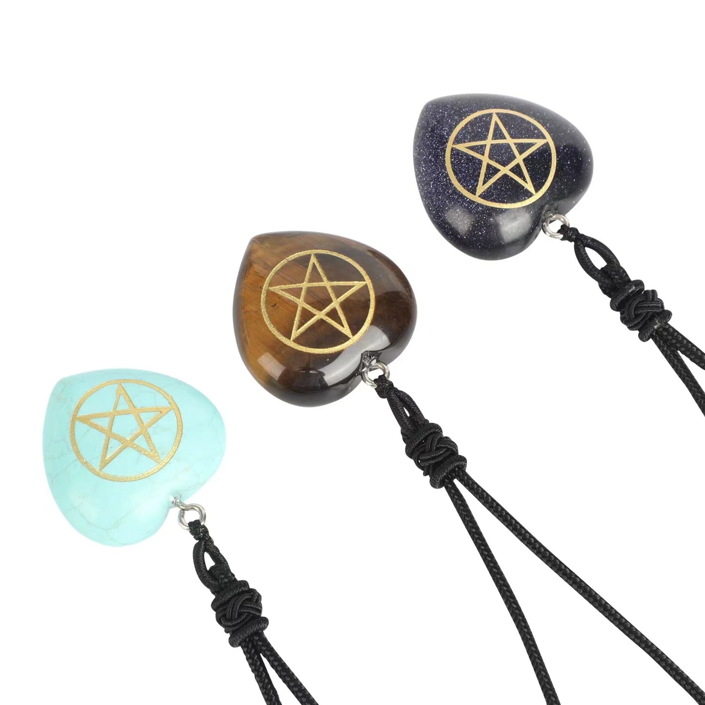 Pentagram heart pendant/Energy crystal