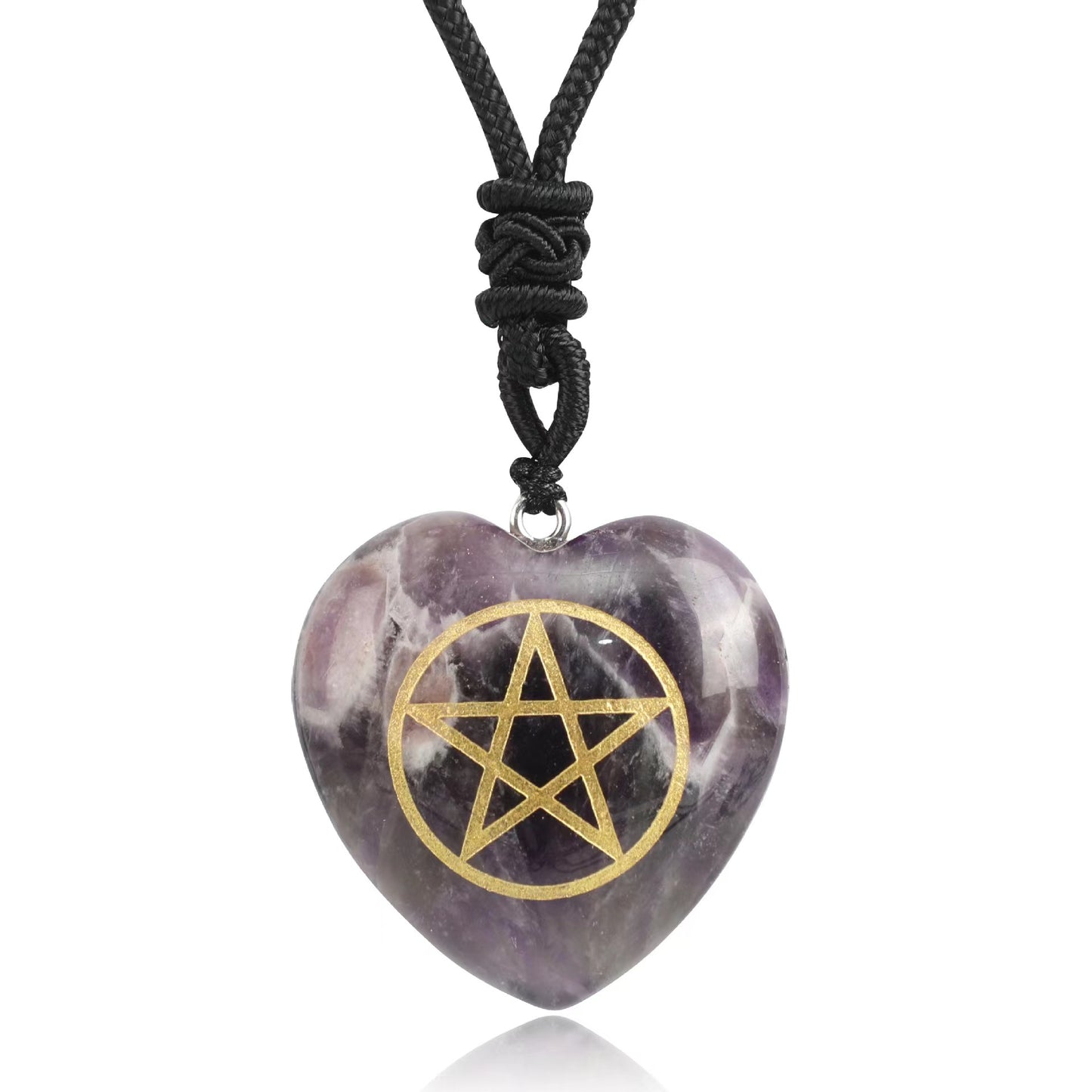 Pentagram heart pendant/Energy crystal