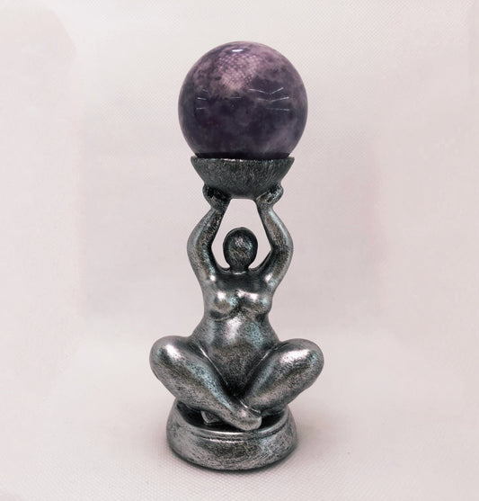 Plump Resin Goddess Sphere Stand