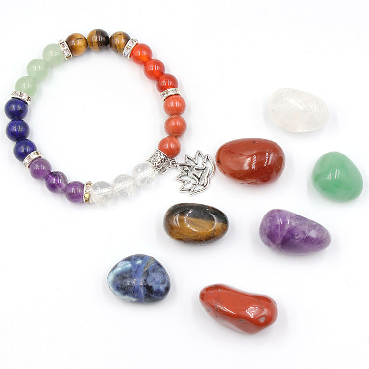 7chakala rock  bracelet/crystal irregular colorful stone yoga