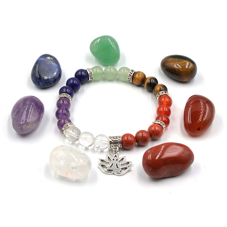 7chakala rock  bracelet/crystal irregular colorful stone yoga