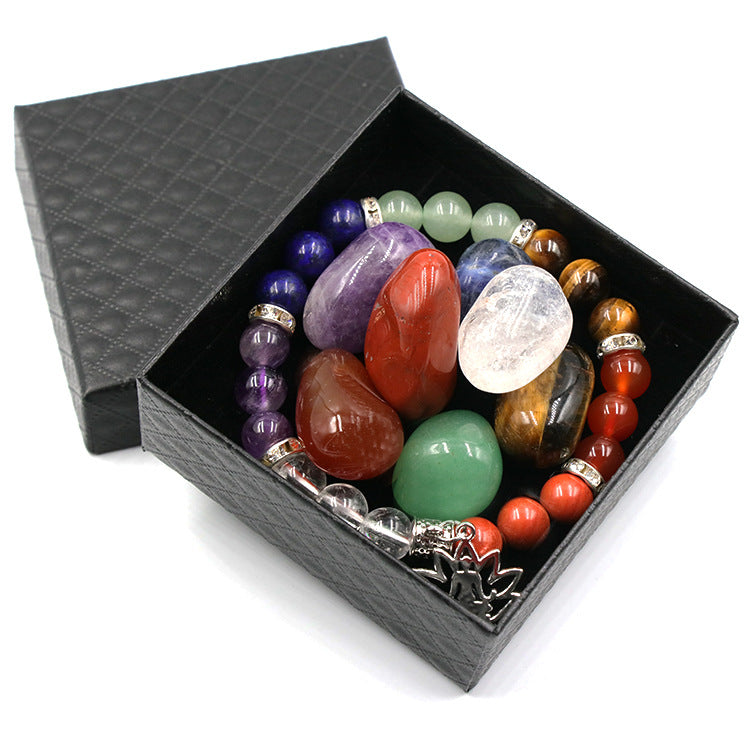 7chakala rock  bracelet/crystal irregular colorful stone yoga