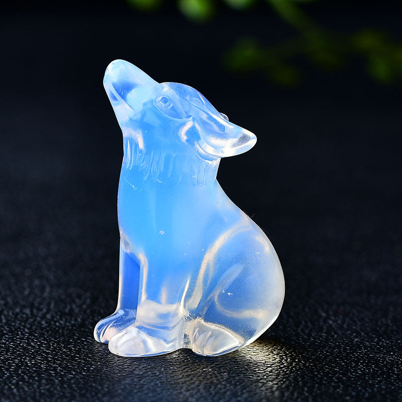 wolf Animal carving Opal obsidian handcarving crystal