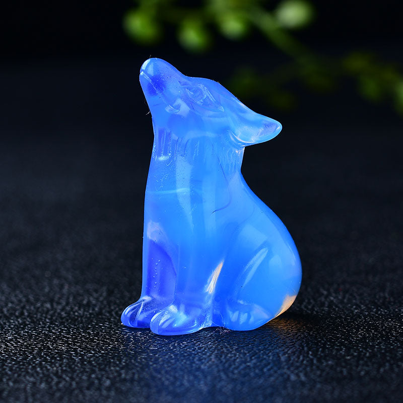 wolf Animal carving Opal obsidian handcarving crystal