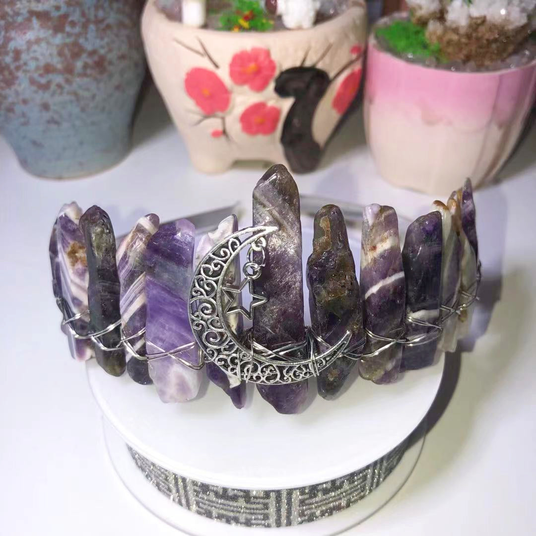 Natural Stone High-grade handmade Crown/Aquamarine/Amethyst/Lace agate