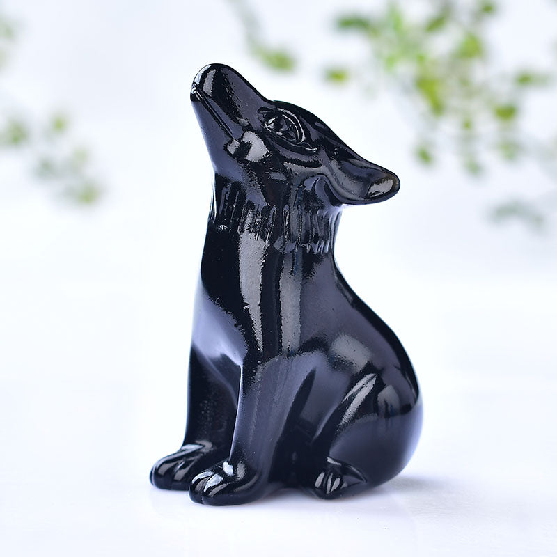 wolf Animal carving Opal obsidian handcarving crystal