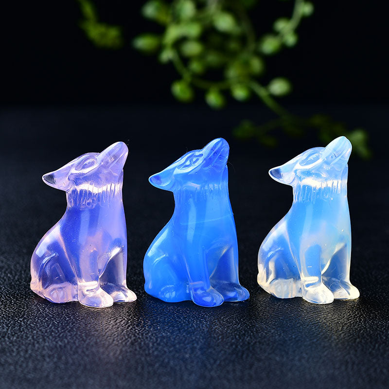 wolf Animal carving Opal obsidian handcarving crystal