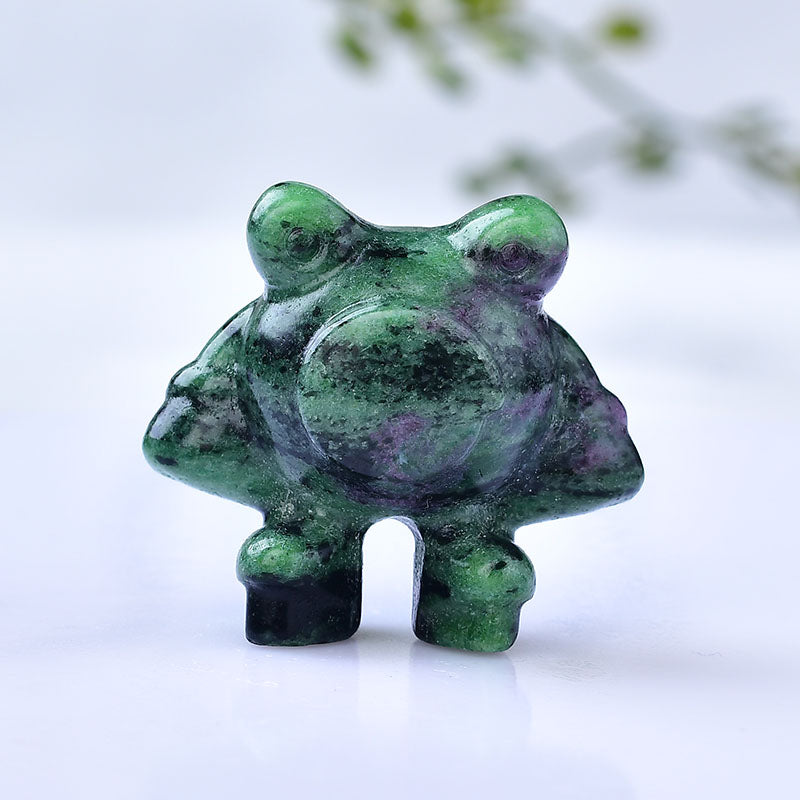 Animal carving/Frog/Green ruby hand carving crystalhealing Free shipping over $200