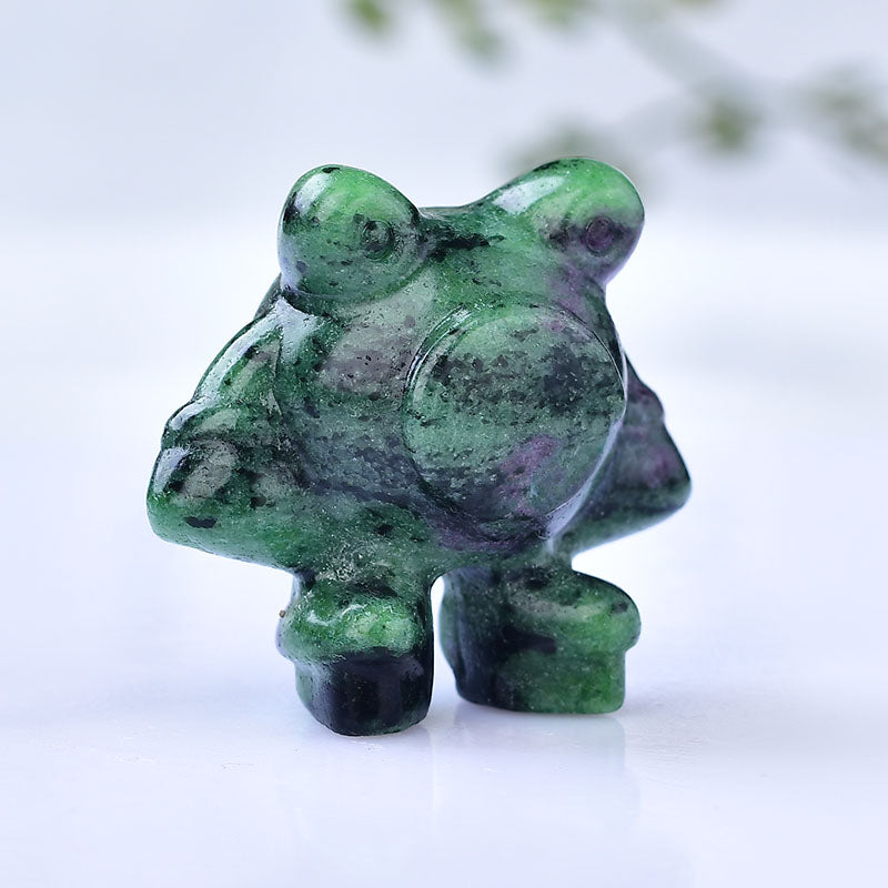 Animal carving/Frog/Green ruby hand carving crystalhealing Free shipping over $200