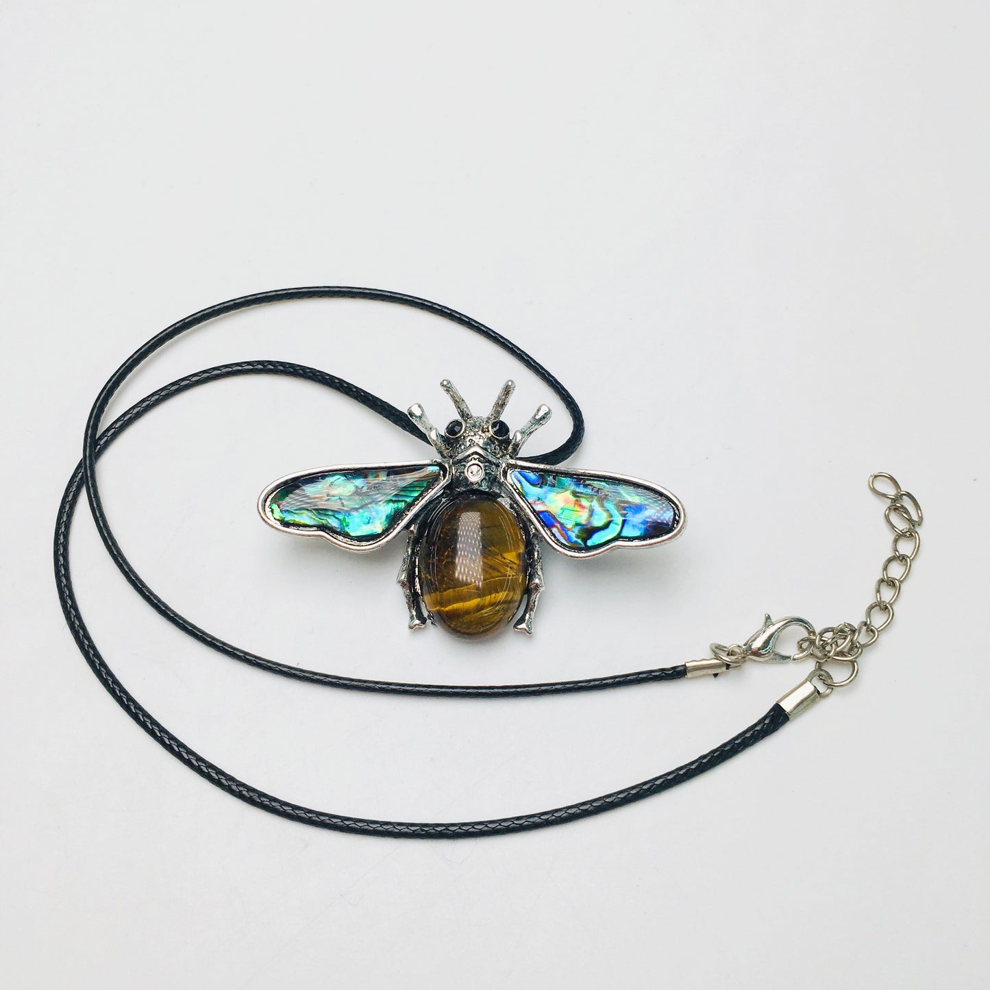 Natural Stone Metal Bees Pendant