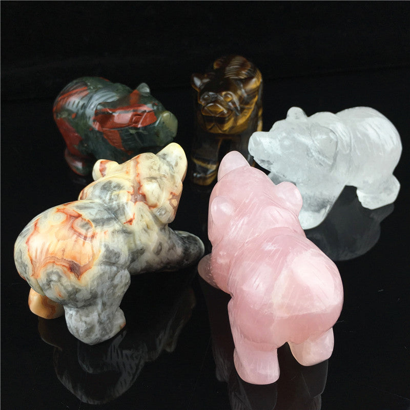 Crystal Bear Carving/Tiger's eyes/Blood stone/Crazy agate/Collection