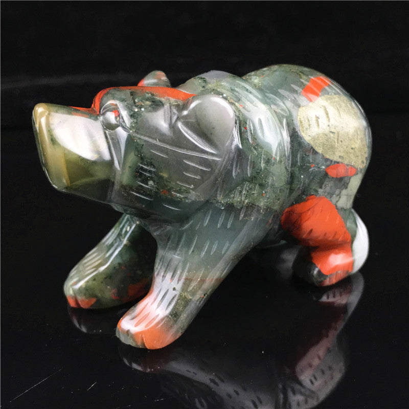 Crystal Bear Carving/Tiger's eyes/Blood stone/Crazy agate/Collection