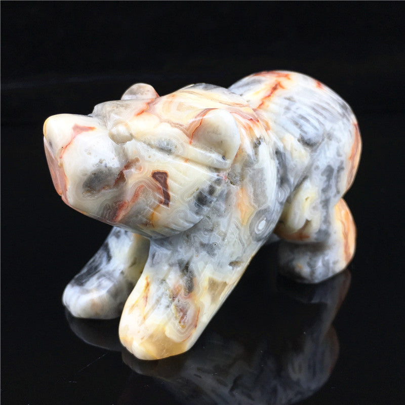 Crystal Bear Carving/Tiger's eyes/Blood stone/Crazy agate/Collection