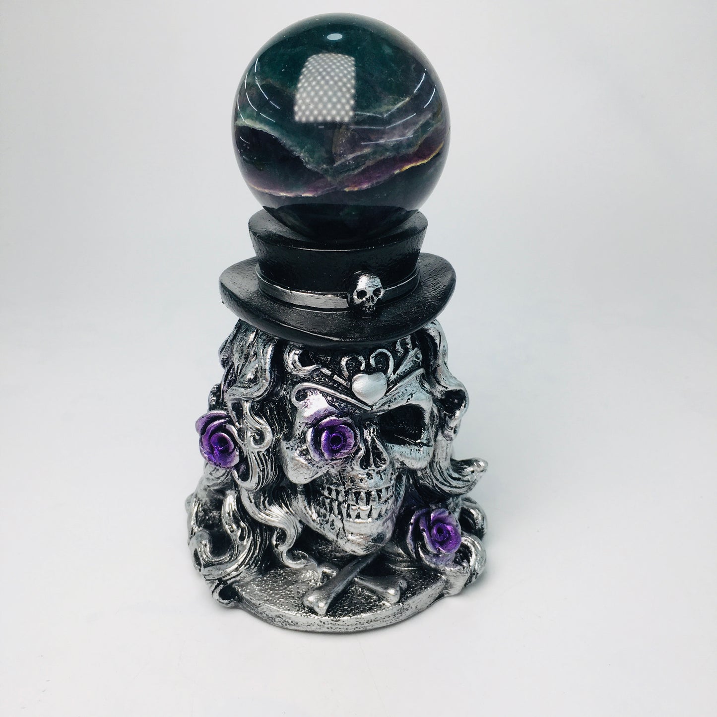 Resin Skull Face  Sphere Stand