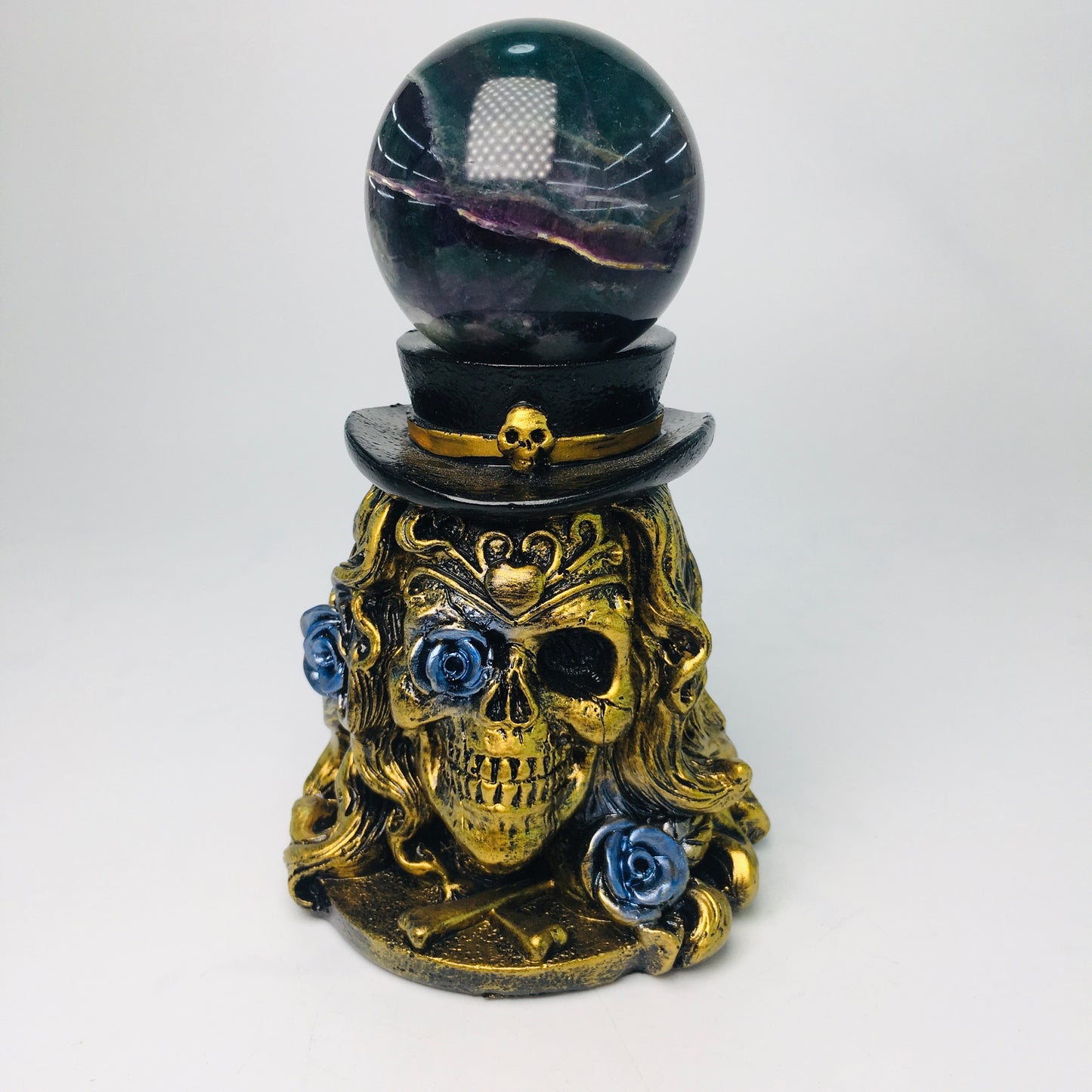 Resin Skull Face  Sphere Stand