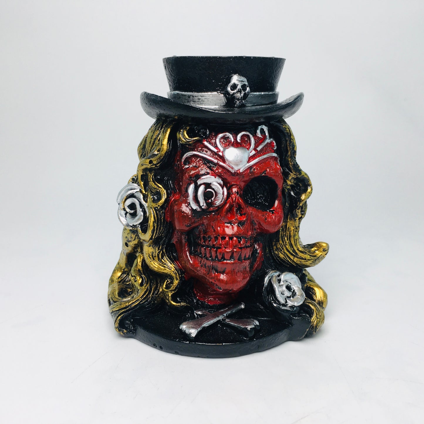 Resin Skull Face  Sphere Stand