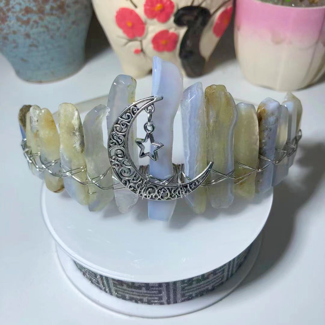 Natural Stone High-grade handmade Crown/Aquamarine/Amethyst/Lace agate