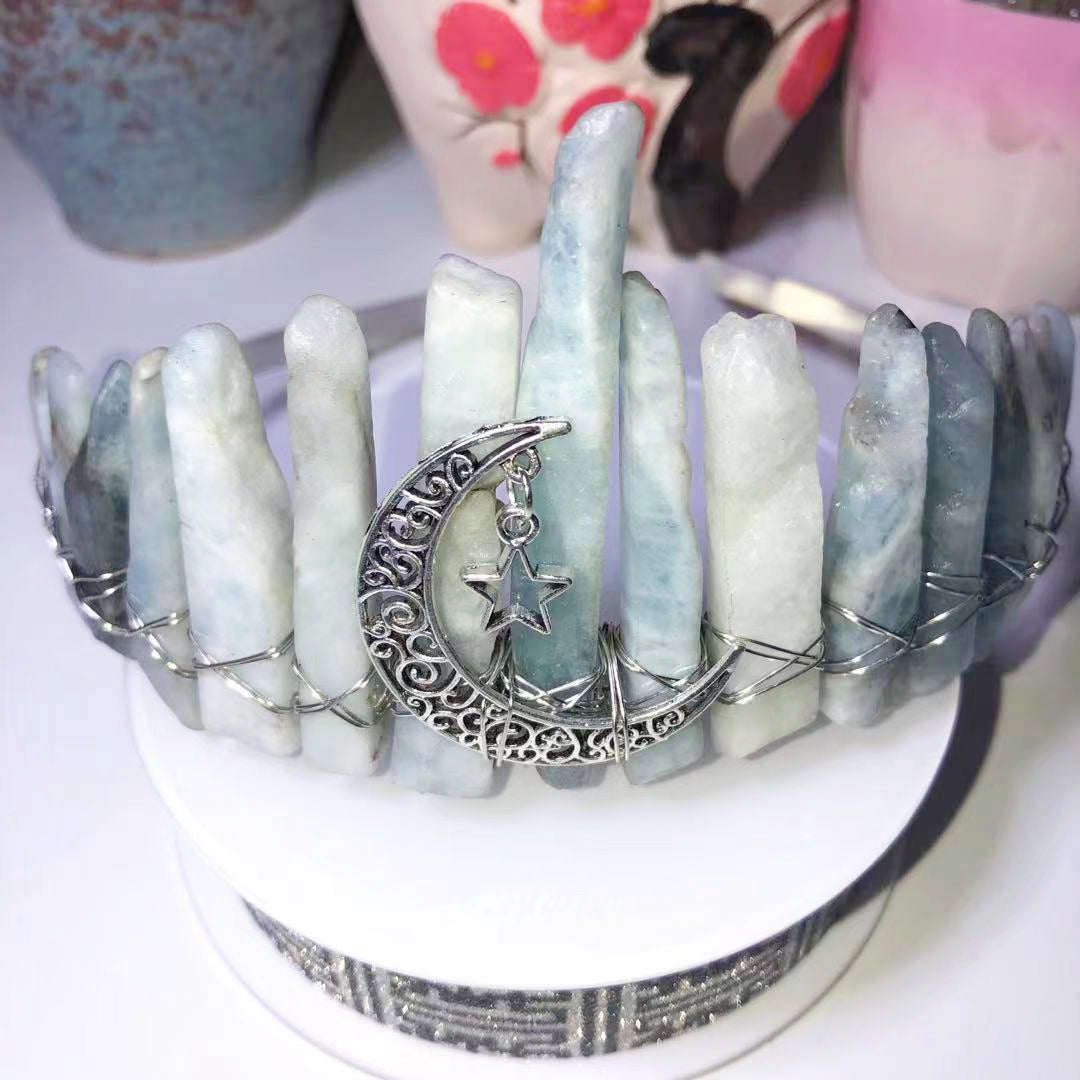 Natural Stone High-grade handmade Crown/Aquamarine/Amethyst/Lace agate