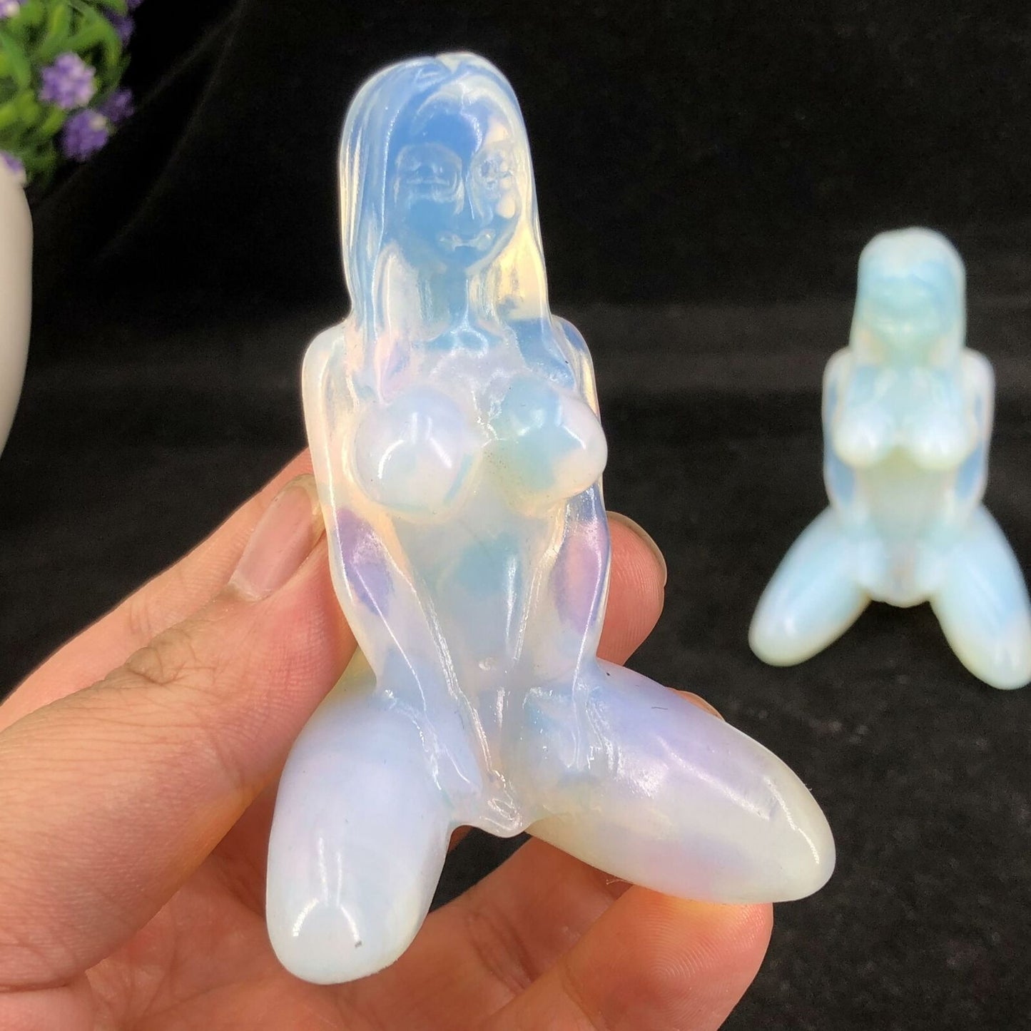 Opalite Yoga Goddess Carving/Handmade Furnishing Articles