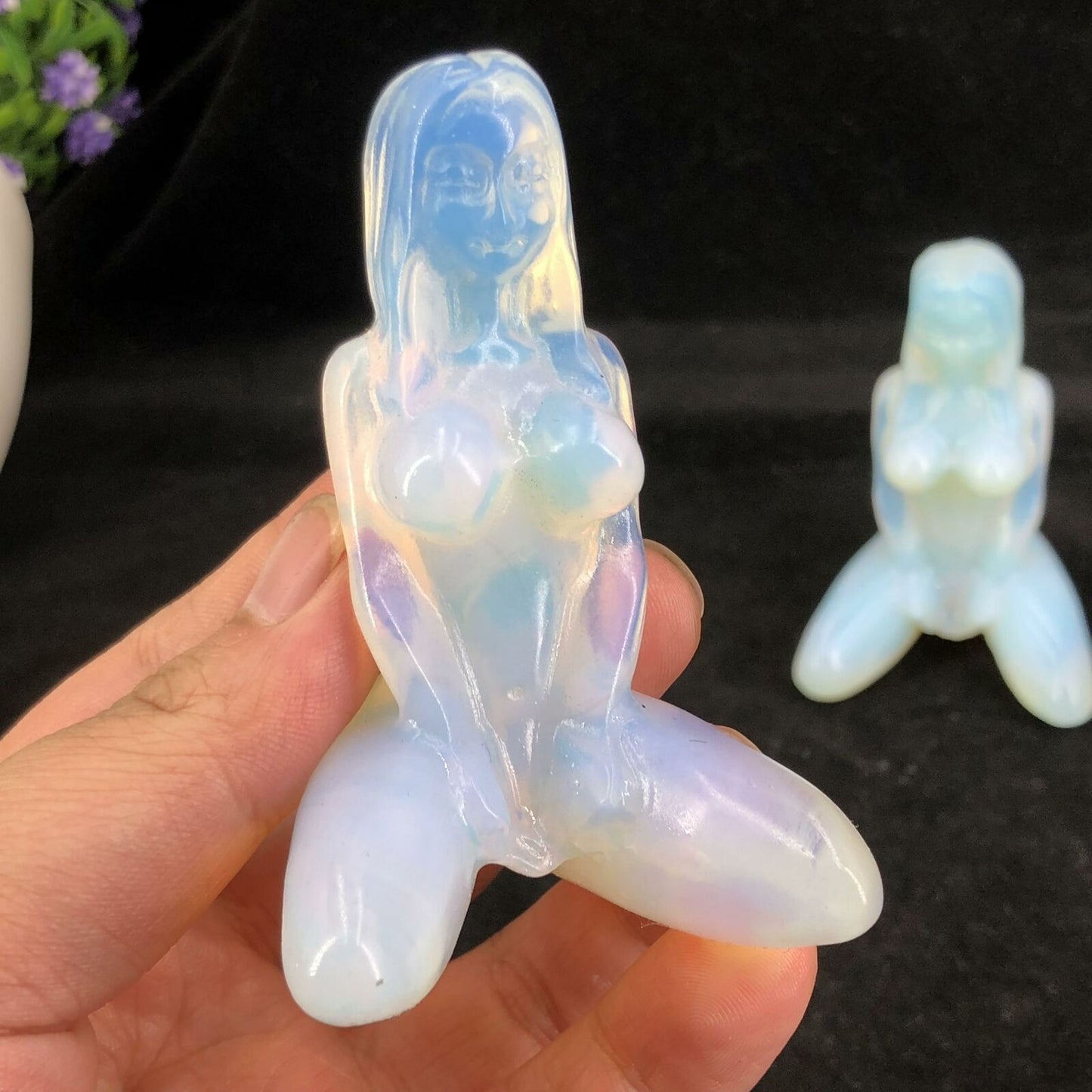 Opalite Yoga Goddess Carving/Handmade Furnishing Articles