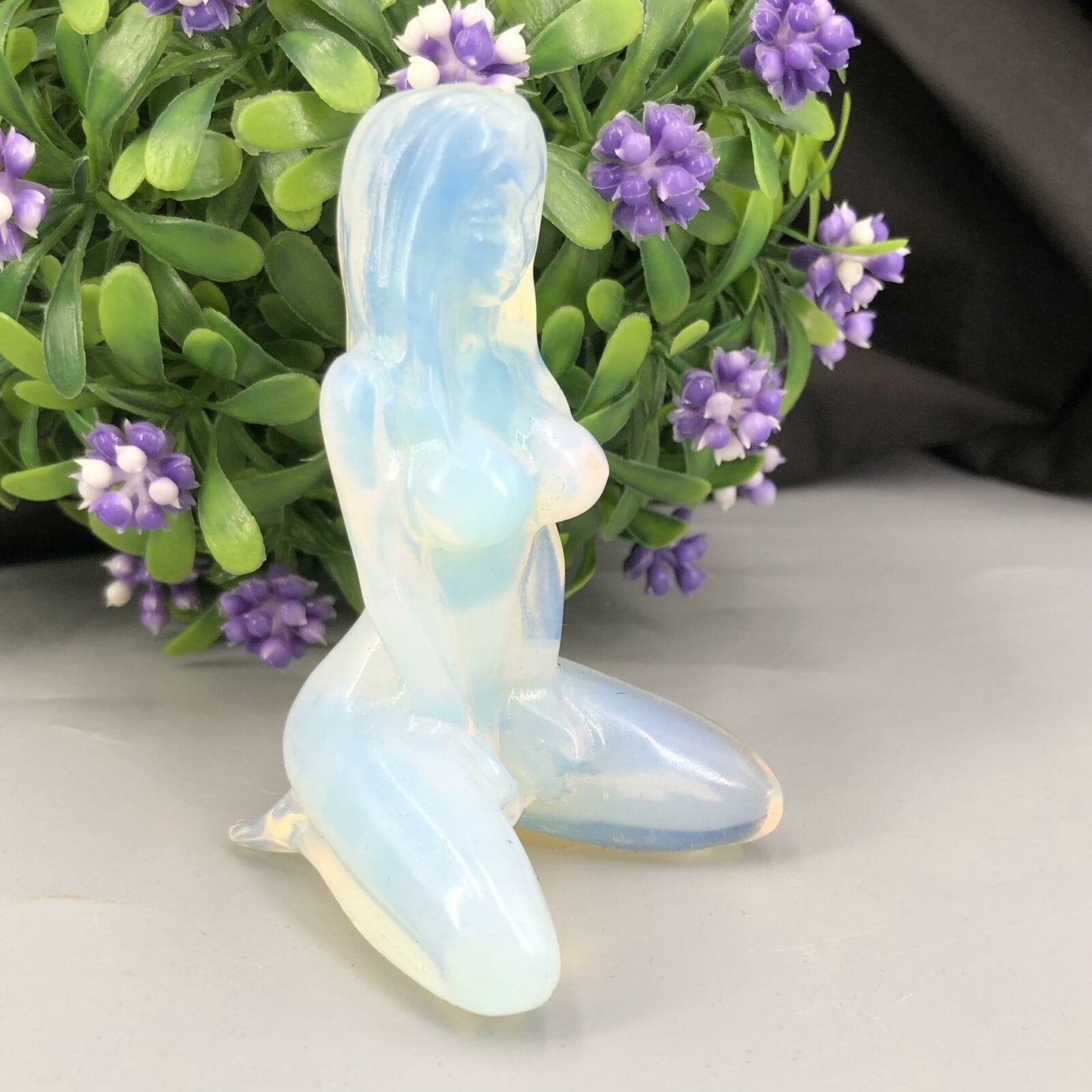 Opalite Yoga Goddess Carving/Handmade Furnishing Articles